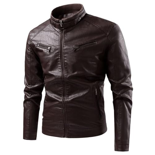 Chaqueta de cuero sintético para hombre estilo vintage miniatura 1