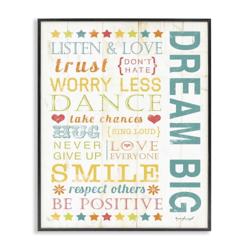 Dream Big Typography Kids Affirmation, 11 x 14 Inch Framed Giclée Print