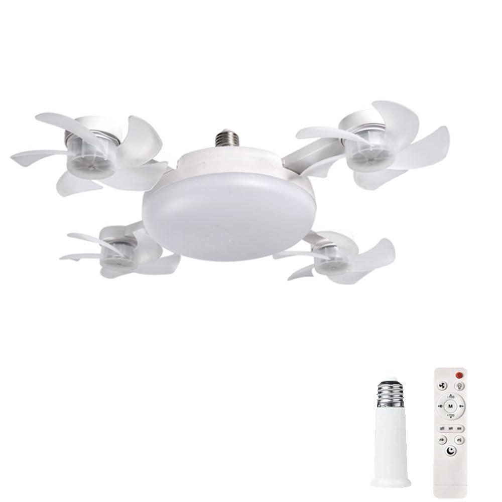 TOYZLY Drone Shaped Fan with Lights and Remote, 3 Speeds LED Ceiling Fans Light with 3 Color Light, E27 Universal Dimmable Small Ceiling Fan for Dining Room, Bedroom, Living Room (4 Heads)