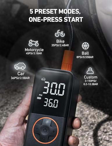 Image of AstroAI L4 Cordless Tire Inflator Portable Air Compressor, 150PSI Portable Air Pump for Car Tires, Battery Electric Tire Pump with Pressure Gauge, Ultra-Fast Inflation for Cars,Motorcycles,Bikes,Balls