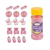 Günthart | 16 Zuckerfiguren | für Taufe & Baby Shower mit rosa Streudekor