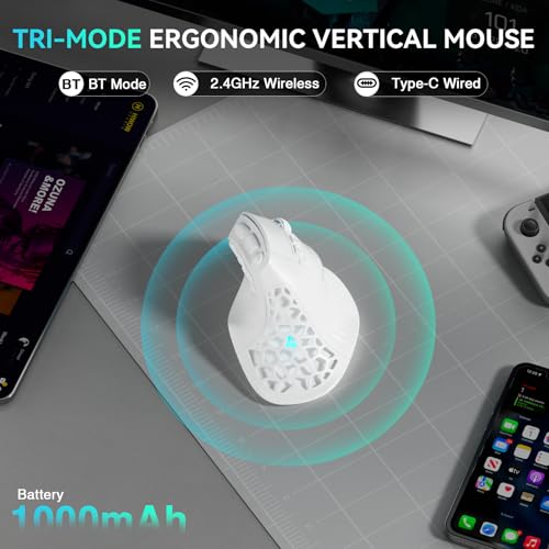 Image of SOLAKAKA E9 Vertical MMO Gaming Mouse 10 Side Buttons,White