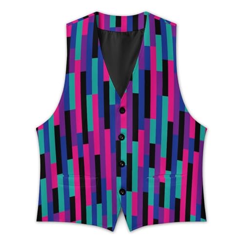 Vintage Purple And Pink Stripes Men's Suit Vest Slim Fit V-Ncek Waistcoat Business Casual Vest3