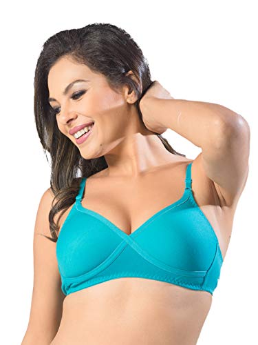 Image of SONARI Womens Non Padded Regular Cotton Bra | Wire-Free, Medium Coverage, Sewn-in Bump for Natural Lift, Polycotton Blend Fabric, Hook & Eye Closure, Adjustable Straps - Violet