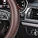 Haokay Heavy Duty Pure Cowhide Steering Wheel Cover, Genuine Leather Steering Cover Brown Leather Steering Wheel Cover with 15 Inches Universal Fit (Brown-1)