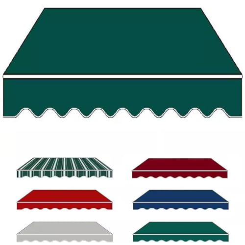 Tessuto di ricambio per tenda da patio retrattile, impermeabile, in poliestere verde, per ombrellone, finestre, porte, mercati, ristoranti, bar (dimensioni: 4 x 2,4 m)