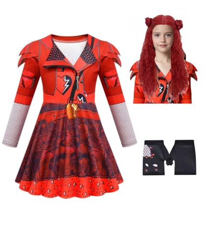 Disfraz completo vestido rojo niñas 4-14 años con peluca
