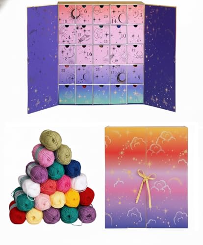 Crochet Society Advent Calendar - Knitting Crochet-Along Calendar with Yarn - 25 Days of Countdown for Holiday Crafting Gifts