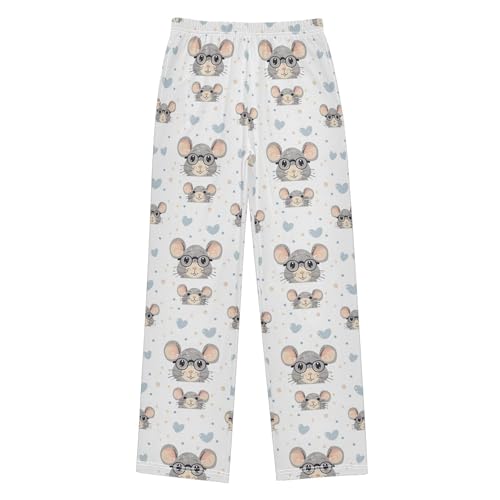 Cute Mouse Long Pajama Pants Elastic Waist PJ Bottoms with Pockets S A1134332