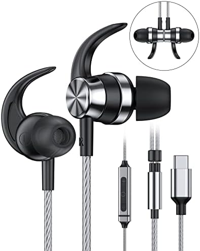 BENEWY USB C Headphones for Samsung S24 S23 S22 S21 S20 A53 A54 USB C Earphones with Microphone Bass Stereo Noise Isolating in-Ear Type C Earphones Wired Earbuds for iPhone 15 Pro Max iPad Pro Air 5 4