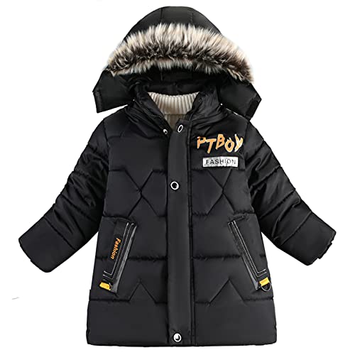 Boy's Winter Coat Kids Heavyweight Hooded Puffer Jacket Thicken Warm Long Parka with Faux Fur Collar Padded Down Coat2