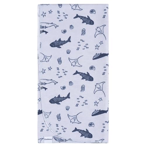 Image of Gerber Unisex Baby 100% Cotton Flannel Receiving Blankets 30x30 Inches (Pack of 4), Coastal Calm, One Size