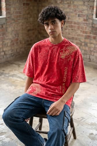 Image of boffi ... 100% Cotton Oversized T-Shirt Unisex Drop Shoulder Dye Washed Street Look Black Pack of 1