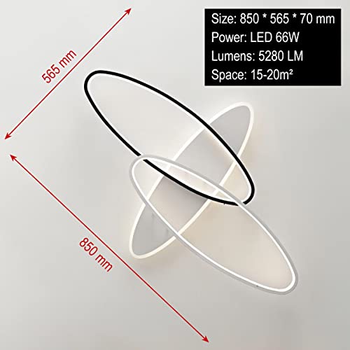 Lampy sufitowe LED do salonu, ściemniane oprawy, podtynkowy montaż podtynkowy z pilotem oświetlenie sufitowe, nowoczesny elegancki owalny żyrandol 52 W pa