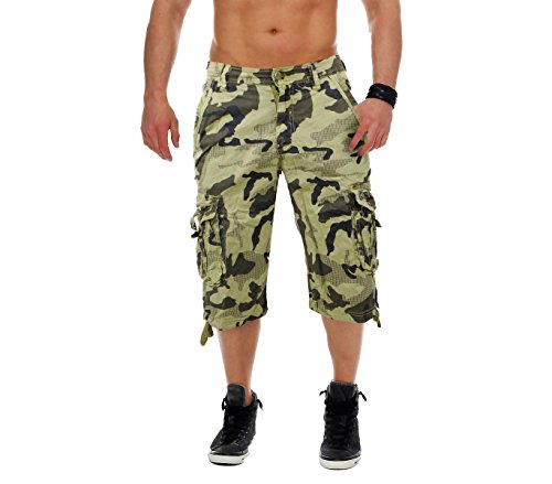 MEDIA WAVE store 1586 Bermudas para Hombre Mod. FOREX Camuflaje Tallas de la 40 hasta la 50 - Kaki, 40