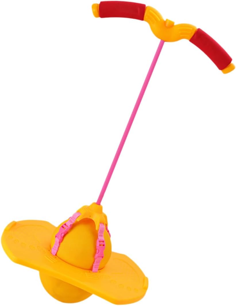 Jumping Ball with Handle Fun Outdoor Sports for Exercise Accessory Yellow with Random Handle Color Encourages Active Play and Sports Interest
