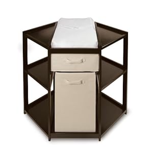 Diaper Corner Baby Changing Table with Pad, Hamper and Basket