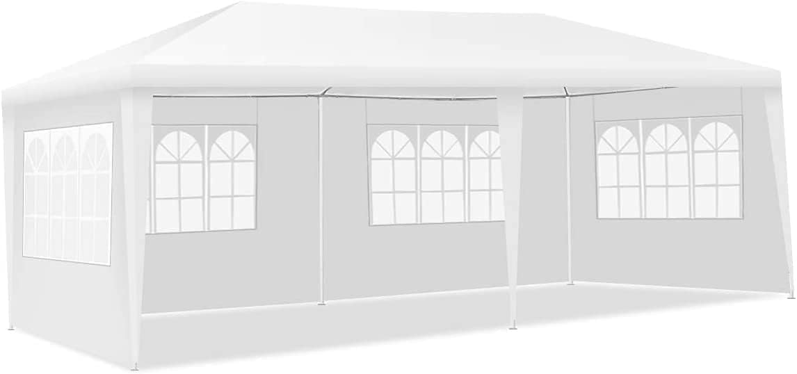 RELAX4LIFE Tonnelle de Jardin Extérieur 3x6 Imperméable, Barnum 3x6 avec 4 Parois Amovibles, Tente de Reception en PE, Sac de Transport, Facile à Monter pour Mariage Marché (3X6 | 4 Bâches)
