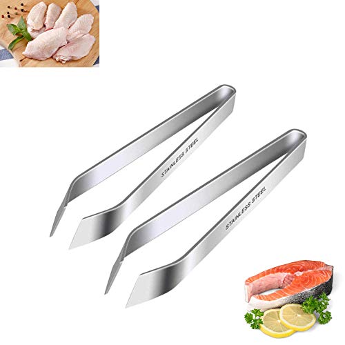 B D J I M Lot de 2 Pinces à désarêter Professionnelle en INOX - Pince Poisson - Pince à Poisson - Pince arrête Poisson - Pince pour Poisson - Pince Cuisine - Pince arrete Poisson + Ebook Offert