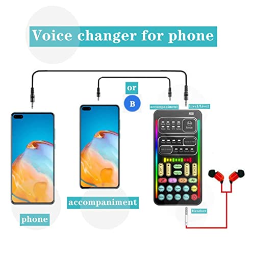 Cambiador de Voz Portátil, Disfrazador de Voz Bluetooth de Mano con 8 Efectos de Sonido, Luces LED, Ajustable por Voz, Modulador de Voz para Juegos de Computadora PC