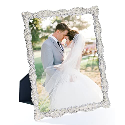 8×10-Picture-Frame-with-Pearl-for-Wedding-Silver-Plated-with-High-Definition-Glass-Photo-Frames-with-Rhinestones-Horizontal-and-Vertical-Decor-Tabletop-Display-Real-Glass 8×10 Picture Frame with Pearl for Wedding Silver Plated with High Definition Glass Photo Frames with Rhinestones Horizontal and Vertical Decor Tabletop Display Real Glass