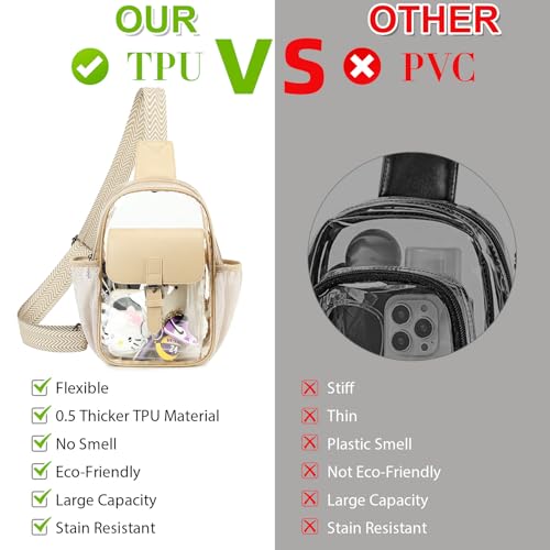 Image of Clear Bag for Stadium Events, Clear Crossbody Bag Purses for Women Crossbody Concert Sports with Side Mesh Pocket