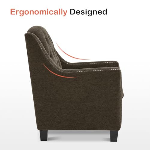 Sillón Moderno Chenille Marrón con Patas Altas miniatura 6