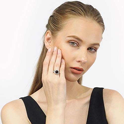 Women 925 Real Sterling Silver 8 mm Halo Cushion Gemstone Ring4