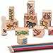 Melissa & Doug Stamp-a-Scene Stamp Set: Rain Forest - 20 Wooden Stamps, 5 Colored Pencils, and 2-Color Stamp Pad