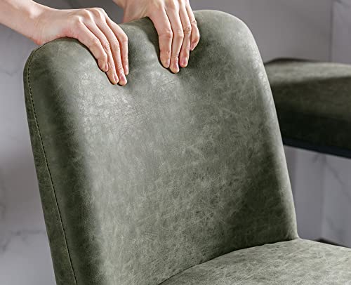 Vescasa 24" H Counter Height Barstools With Back, Mid Century Modern Faux Leather Upholstered Counter Stool Chairs With Black Metal Frame For Kitchen Island, Bar, Pub, Set Of 2, Green #TOP4