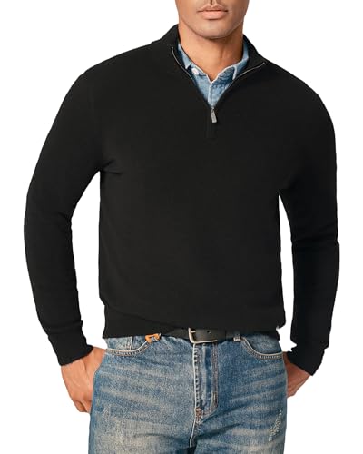 KVSS Men's Mock Neck Half Zip 100% Pure Cashmere Sweater, Pullover