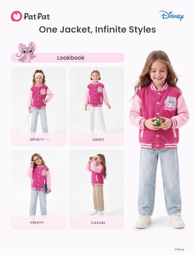 Image of Disney Kids Fleece Bomber Jacket, Varsity Outerwear with Pockets, 2-10Y