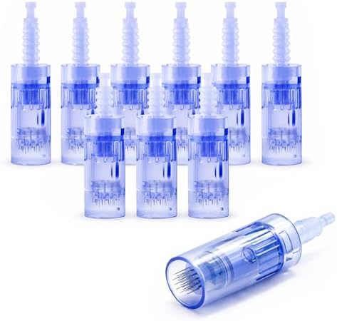 12 Pin Microneedling Replacement Cartridges – 0.25 mm Cosmetic Length, Bayonet-Fit, Compatible with A6 N2 M5 M7 Pens, Home Beauty Use – 10 Pack