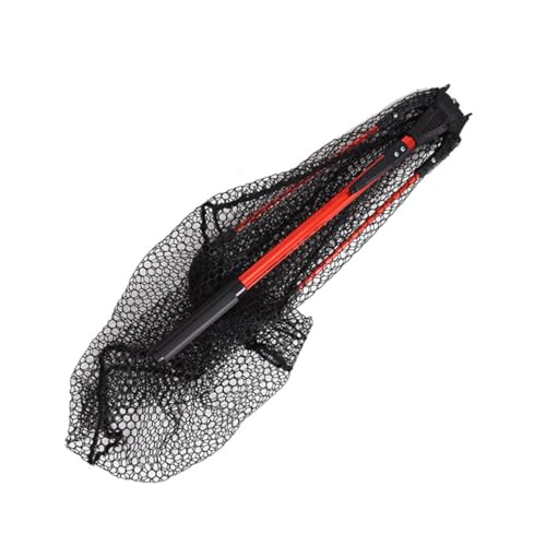 OUNONA アルミニウム合製 折りたたみ式三角ランディングネット 軽量コンパクト 折り畳み可能 速乾ナイロンメッシュ 釣り用 川釣り