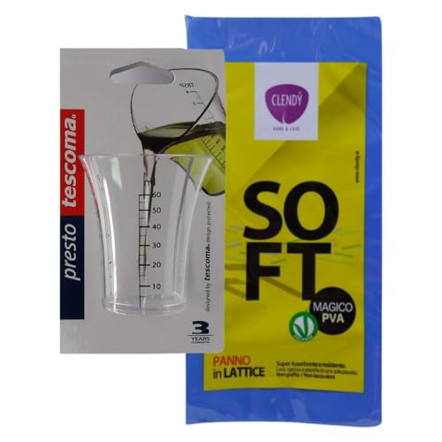 Misurino Graduato in Plastica Resistente è Perfetto per Piccole Quantità di Liquidi. Con Tre Unità di Misura: Cucchiai (tbsp), Cucchiaini (tsp) o Ml + Panno in Lattice (1 Unità + Panno)