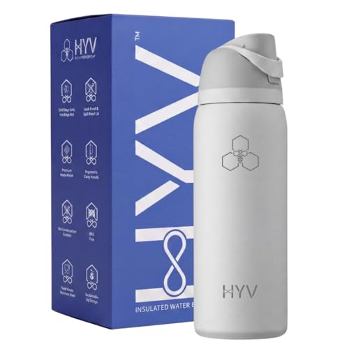 Image of HYV DualFlow Insulated Stainless Steel Water Bottle 1 Litre | Dual-Cap Sipper & Chug for Adults & Kids | Leakproof, BPA-Free, Hot & Cold Thermos | Gym, Sports, Travel, School Flask | Arctic White