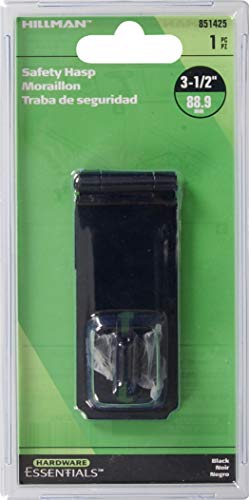 Image of Hillman Hardware Essentials Fixed Staple Safety Hasp Black 3-1 /2 Inch inch- 851425
