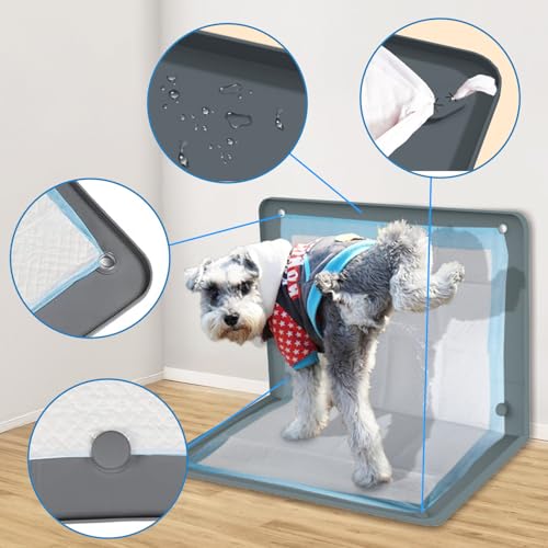 Image of Pee Pad Holder, Puppy Pad Holder Tray, Soft Silicone Non-Slip Dog Potty Tray, 24 inch x 35 inch High Edge Puppy Pad Holder with 4 Sucker for Puppy Potty Training