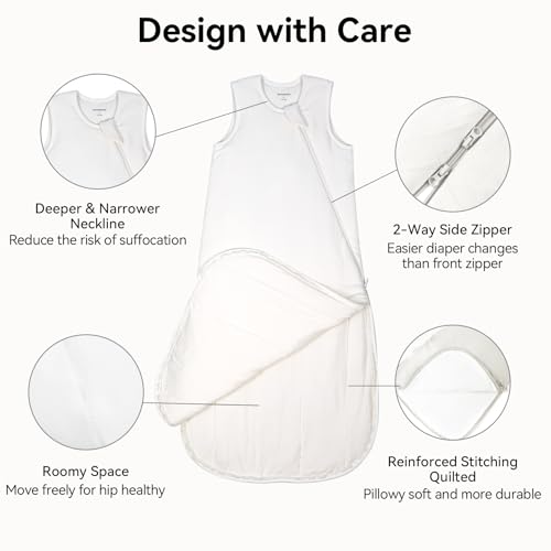 Image of BubblePanda Modal Sleep Sack 0-6 Months 0.5 Tog Super Soft Baby Sleep Sack 3-6 Months for Infant Summer Lightweight 2-Way Zipper Newborn Wearable Blanket 0-3 Months