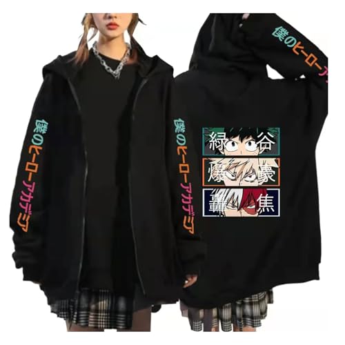 zhedu My Hero Academia Sudaderas con Cremallera Anime Dibujos Animados Impreso Hombres Mujeres Chaquetas Estilo Universitario Manga Larga Personalidad Jersey Ropa De Abrigo Juvenil (Color 05,3XL)