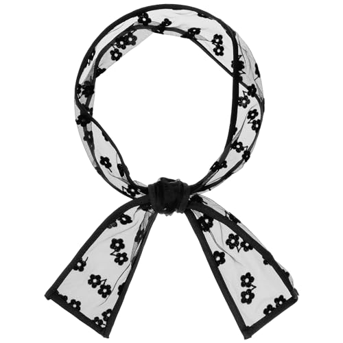 Women's Lace Embroidery Mesh Scarf, Skinny Long Hair Ribbon Handbag Handle Wrap Scarves Neckerchief