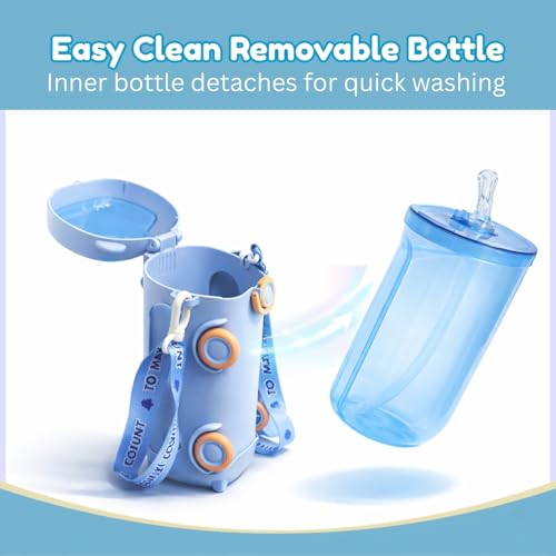 Image of Toy Imagine Kids Water Bottle with Strap & Sipper | Leakproof BPA-Free Tritan Plastic Bottle with One-Press Button Lock 2-in-1 Water Bottle & Playing Bus Toy for School & Travel(500 ml) Gift for Kids
