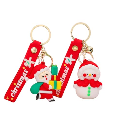 Mayatra's Cute Kawaii Christmas Festival Design Backpack Car Key Girls Women Men Cartoon Handbag Wallet PVC Keychain (Christmas Lover Grandma & Santa)