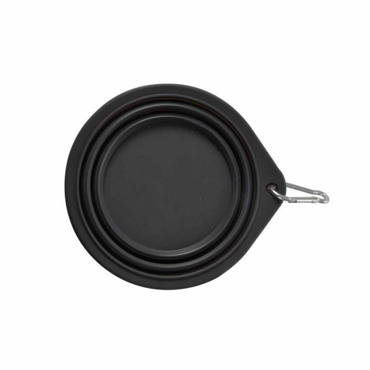 Retractable Silicone Feeding Bowl with Carabiner 550ml D15xH6cm Anthracite, charcoal - Image 2