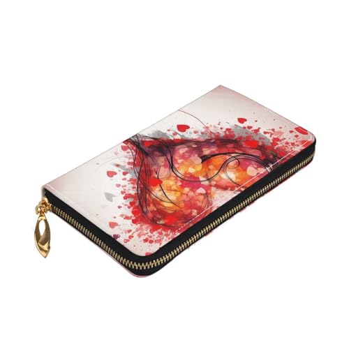 Abstract Heart Women Wallets Leather Zip Around Clutch Purses Waterproof Credit Card Holder With Phone Holder Ladies Travel Coin Purse3