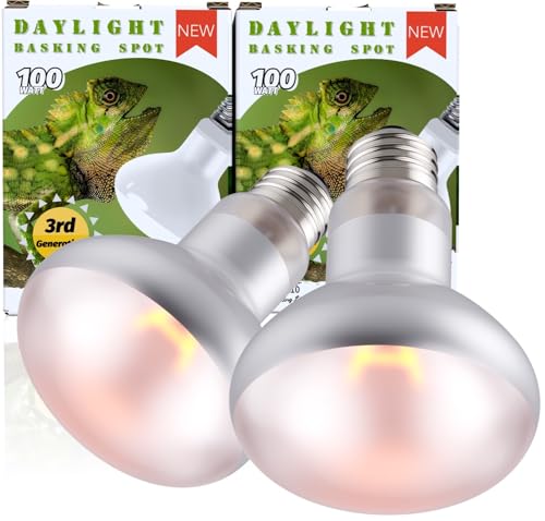 100W 2-Pack Reptile Basking Heat Bulb - UVA Daylight Heat Lamp fo...