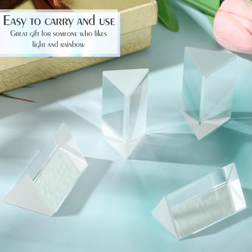 Image of Copkim 4 Pcs Clear Glass Prisms K9 Crystal Triangular Prism for Physics Teaching Photo Rainbow Photography Light Prisms for Refracted Light Spectrum Students Presents Gift(2 Inch)