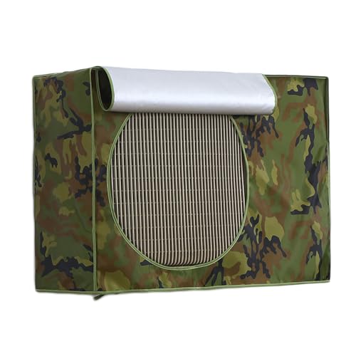 エアコン室外機 カバー、風よけ・日よけ 室外 機 日除け メッシュ付き、エアコンカバー、グリーンカモフラージュ柄 オールシーズン対応(80x55x28cm/31x22x11in)