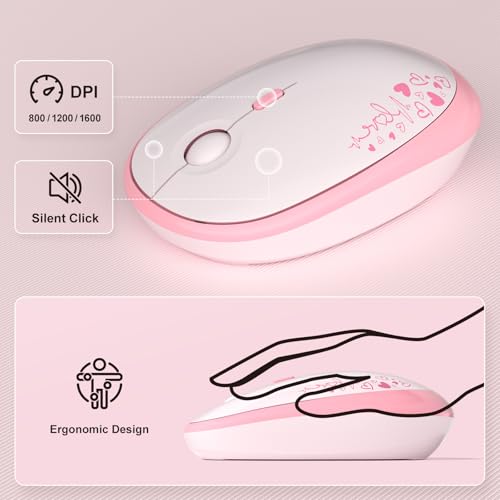 MOFII Wireless Keyboard and Mouse Combo, Cute Retro Typewriter Keyboard and Silent Mouse - image 3