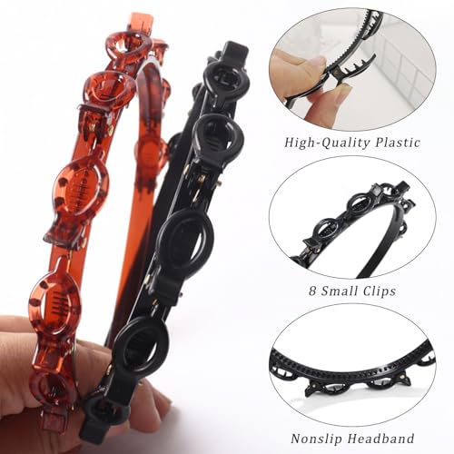 SYEYCW 4 Pcs Clip Headband, Multi-Layer Teeth Comb Hair Hoop Headband with Clips Attached, Non-Slip Double Bangs Hairstyle Hairpin, Hairstyle Accessories, Hair Styling Tools for Women Girls - Image 5